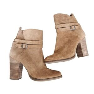 Lucky Brand‎ Ankle Boots Latonya Beige Suede Women's Size 7M Shoes Leather